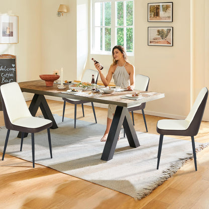 Juego de 2 Sillas de Comedor, Estilo Moderno Sillas de Ocio de Diseño Ergonómico con Patas de Metal, Aptas para Comedor, Cocina, Marrón