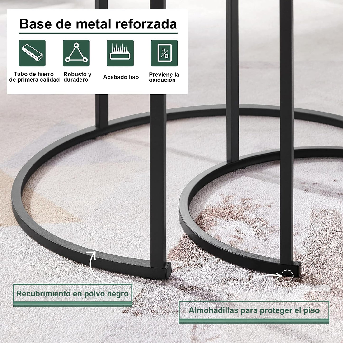 Set de 2 Mesas de Centro Juego de Mesa de Centro Redonda Buros para recamara Mesa Auxiliar para el hogar Mesa Exterior Espacio pequeño Negro 2 Piezas