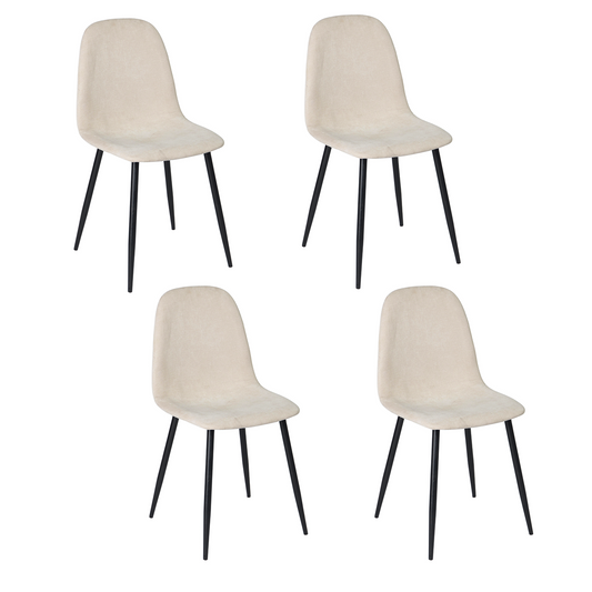 Juego de 4 Sillas de Comedor Modernas Diseño de Tubo de Metal Beige