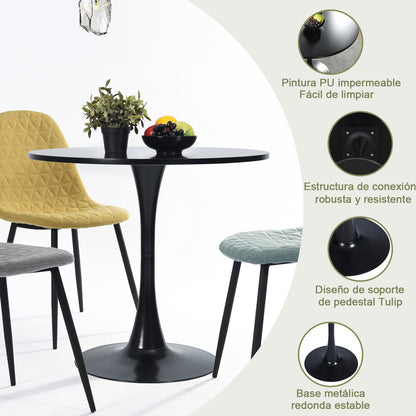 HOMEMAKE FURNITURE Mesa de Redonda Comedor Mesa Eames Mesa de Bar Redonda 2-4 Personas Pequeña para Desayunador Comedor Restaurante u Oficina (Negro)