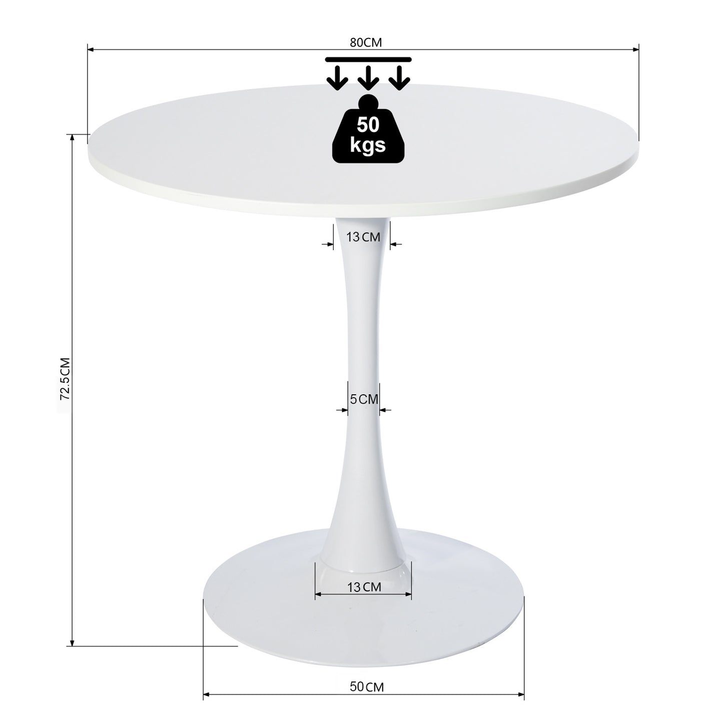 HOMEMAKE FURNITURE Mesa de Redonda Comedor Mesa Eames Mesa de Bar Redonda 2-4 Personas Pequeña para Desayunador Comedor Restaurante u Oficina (Blanco)