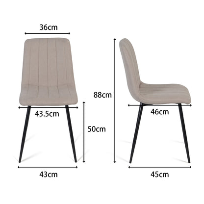 Juego de 4 Sillas para Comedor, Asiento Tapizado con Respaldo, Pies Estables de Metal, Diseño Elegante para Cocina y Dormitorio, Beige