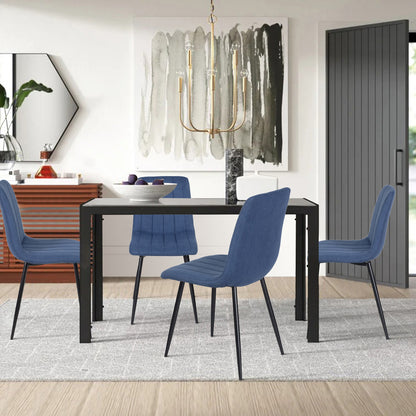 Juego de 4 Sillas para Comedor, Asiento Tapizado con Respaldo, Pies Estables de Metal, Diseño Elegante para Cocina y Dormitorio, Azul