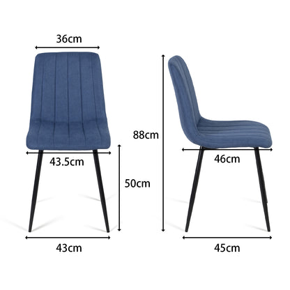 Juego de 4 Sillas para Comedor, Asiento Tapizado con Respaldo, Pies Estables de Metal, Diseño Elegante para Cocina y Dormitorio, Azul