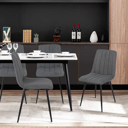 Juego de 4 Sillas para Comedor, Asiento Tapizado con Respaldo, Pies Estables de Metal, Diseño Elegante para Cocina y Dormitorio, Gris