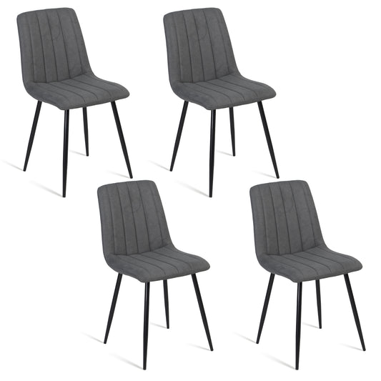 Juego de 4 Sillas para Comedor, Asiento Tapizado con Respaldo, Pies Estables de Metal, Diseño Elegante para Cocina y Dormitorio, Gris