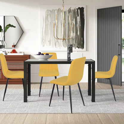 Juego de 4 Sillas para Comedor, Asiento Tapizado con Respaldo, Pies Estables de Metal, Diseño Elegante para Cocina y Dormitorio, Amarillo