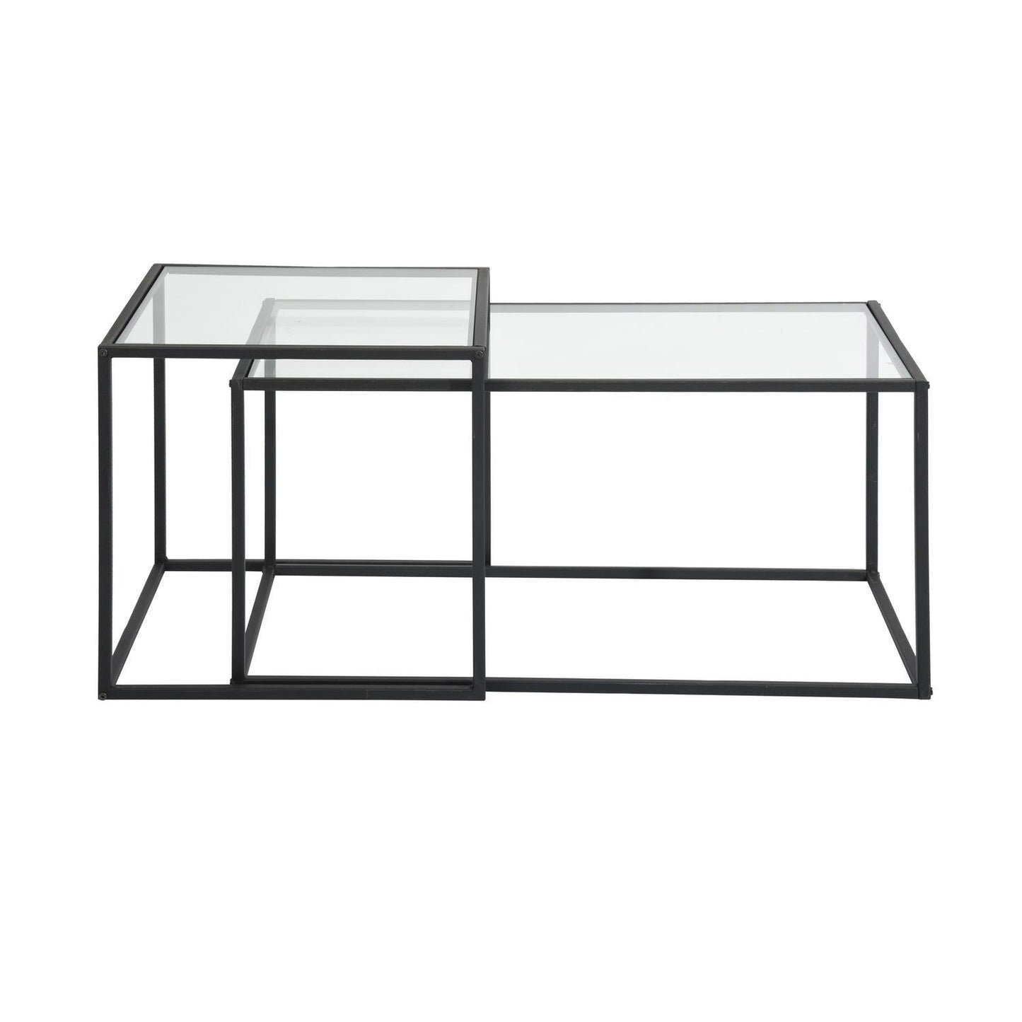 HOMEMAKE FURNITURE Conjunto de 2 Mesas de Centro, Una Mesa Cuadrada Alta y Una Mesa Rectangular Baja, Mesas Auxiliares Anidadas para Espacios Interiores En Hogares y Oficinas. - HOMEMAKE