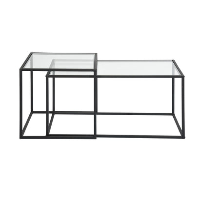 HOMEMAKE FURNITURE Conjunto de 2 Mesas de Centro, Una Mesa Cuadrada Alta y Una Mesa Rectangular Baja, Mesas Auxiliares Anidadas para Espacios Interiores En Hogares y Oficinas. - HOMEMAKE