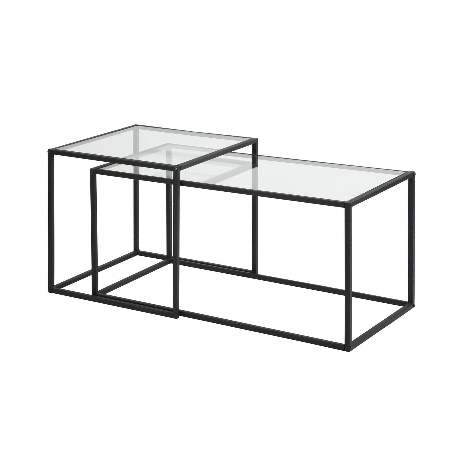 HOMEMAKE FURNITURE Conjunto de 2 Mesas de Centro, Una Mesa Cuadrada Alta y Una Mesa Rectangular Baja, Mesas Auxiliares Anidadas para Espacios Interiores En Hogares y Oficinas. - HOMEMAKE