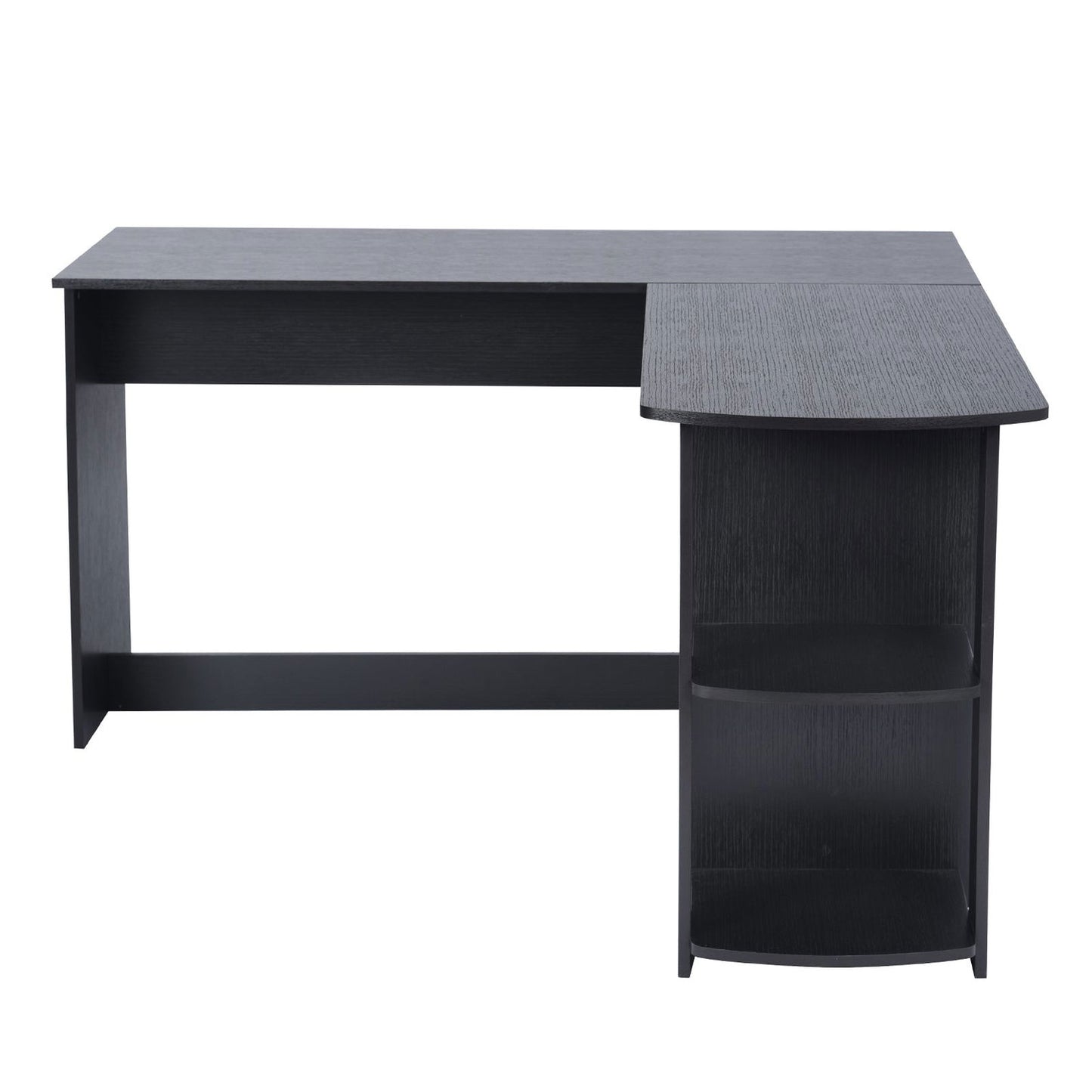 HOMEMAKE FURNITURE Escritorio en Forma de L con Estante Abierto Tablero Grande Mesa de Juegos Mesa para Computadora Adecuado para Oficina Estudio, Negro - HOMEMAKE