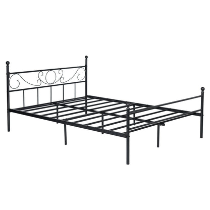 HOMEMAKE FURNITURE Marco de Cama de Metal, Base de Cama Negro, No Necesita Somier, Almacenamiento Debajo de la Cama, Fácil de Montar, Queen 210.5 x 153.5cm - HOMEMAKE