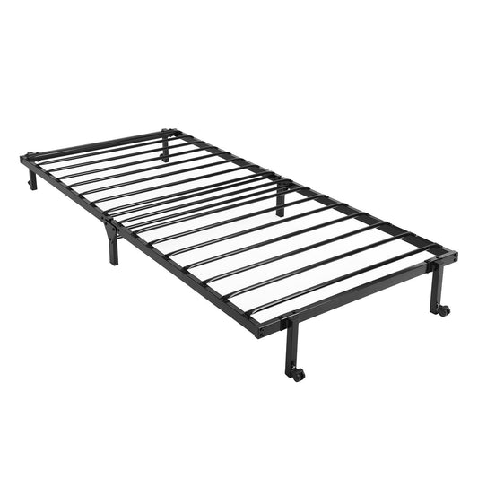 HOMEMAKE FURNITURE Marco de Cama de Metal, Cama Individual Plegable, Somier Individual Base de Cama, No Necesita Somier, Ahorra Espacio Almacenamiento, Negro - HOMEMAKE