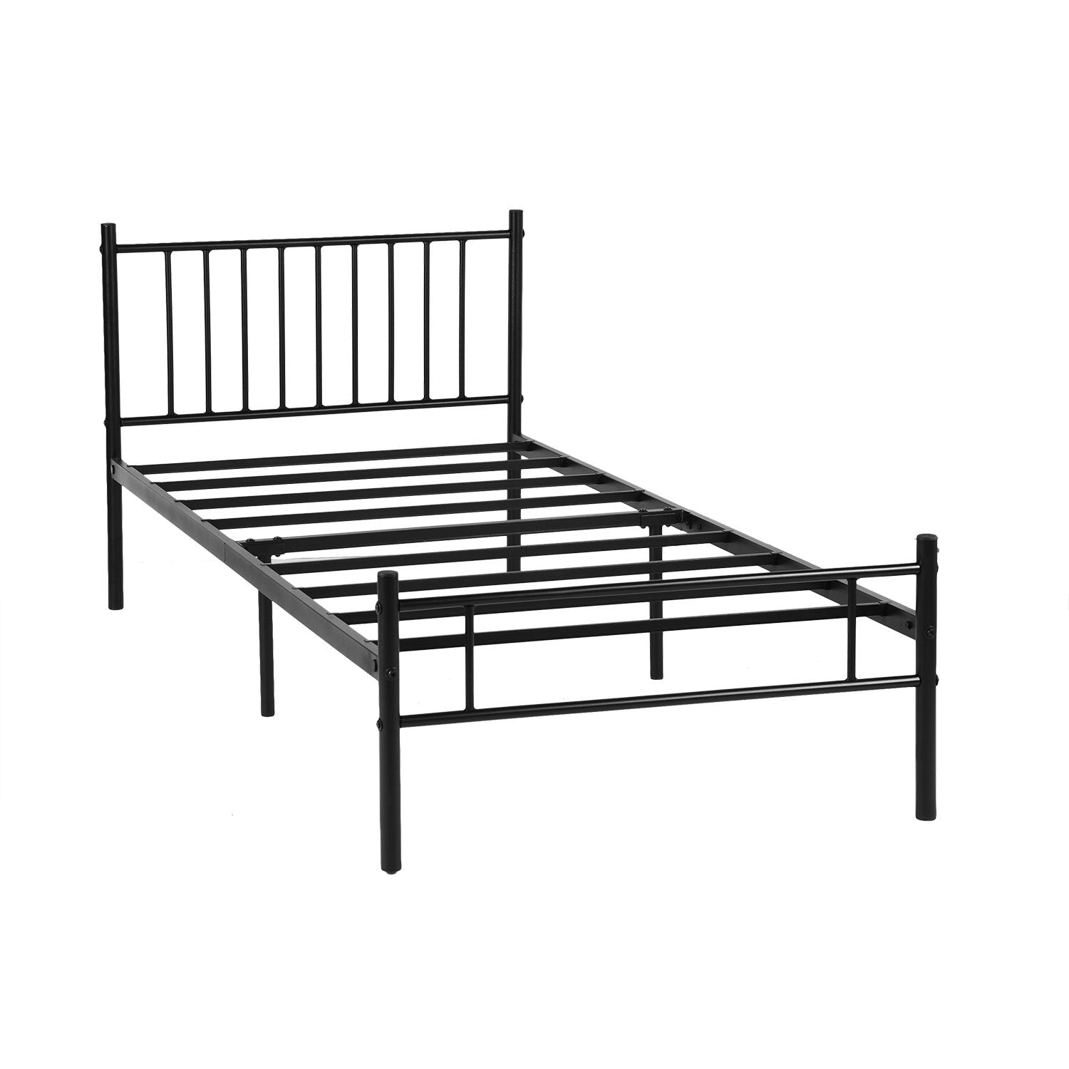 HOMEMAKE FURNITURE Marco de Cama de Metal, Cama Individual, Somier Individual Base de Cama, No Necesita Somier, Estilo Minimalista Moderno. Twin 197 x 99cm Negro - HOMEMAKE