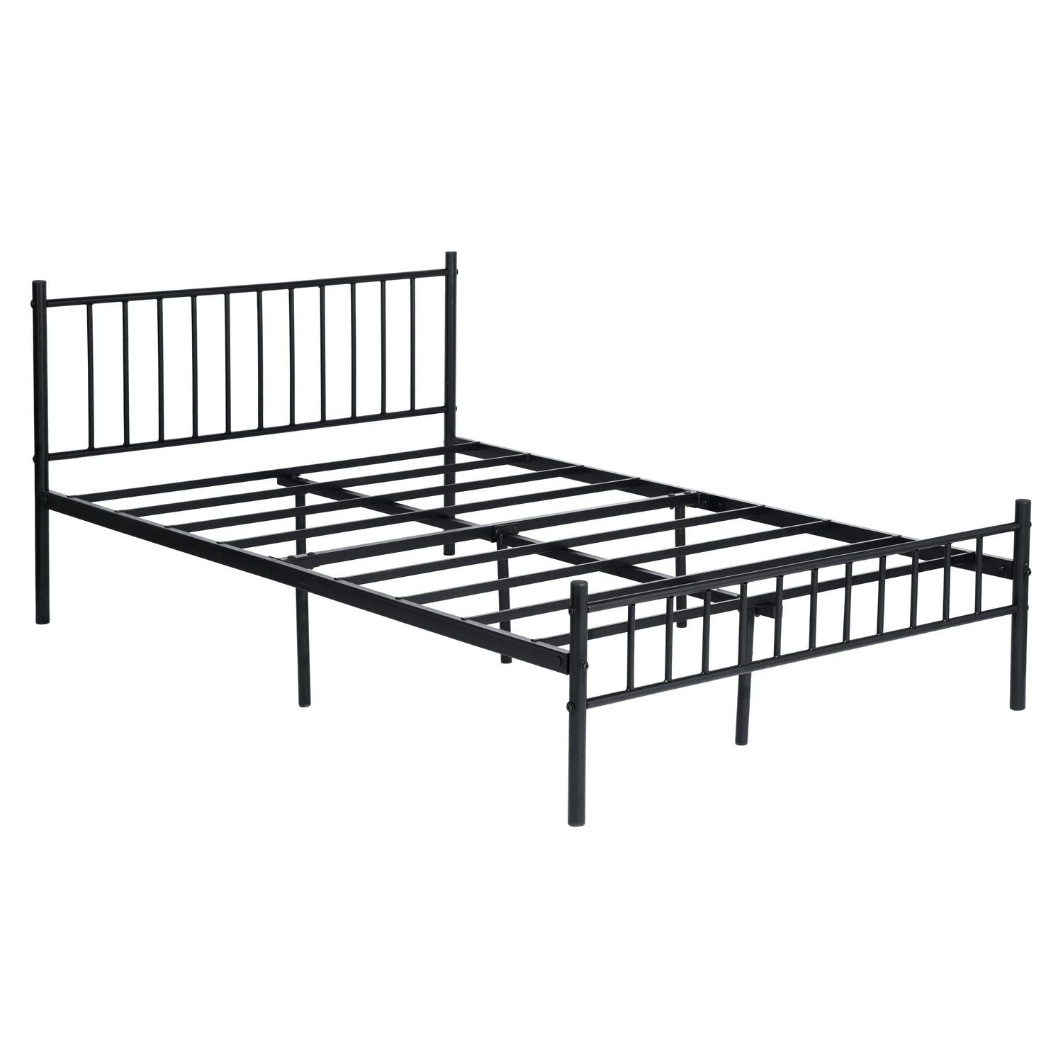 HOMEMAKE FURNITURE Marco de Cama de Metal Individua Armazón de Base de Cama de Fácil Montaje Estructura de Cama de Metal con Cabecero Base de colchón Antideslizante 197x121cm - HOMEMAKE