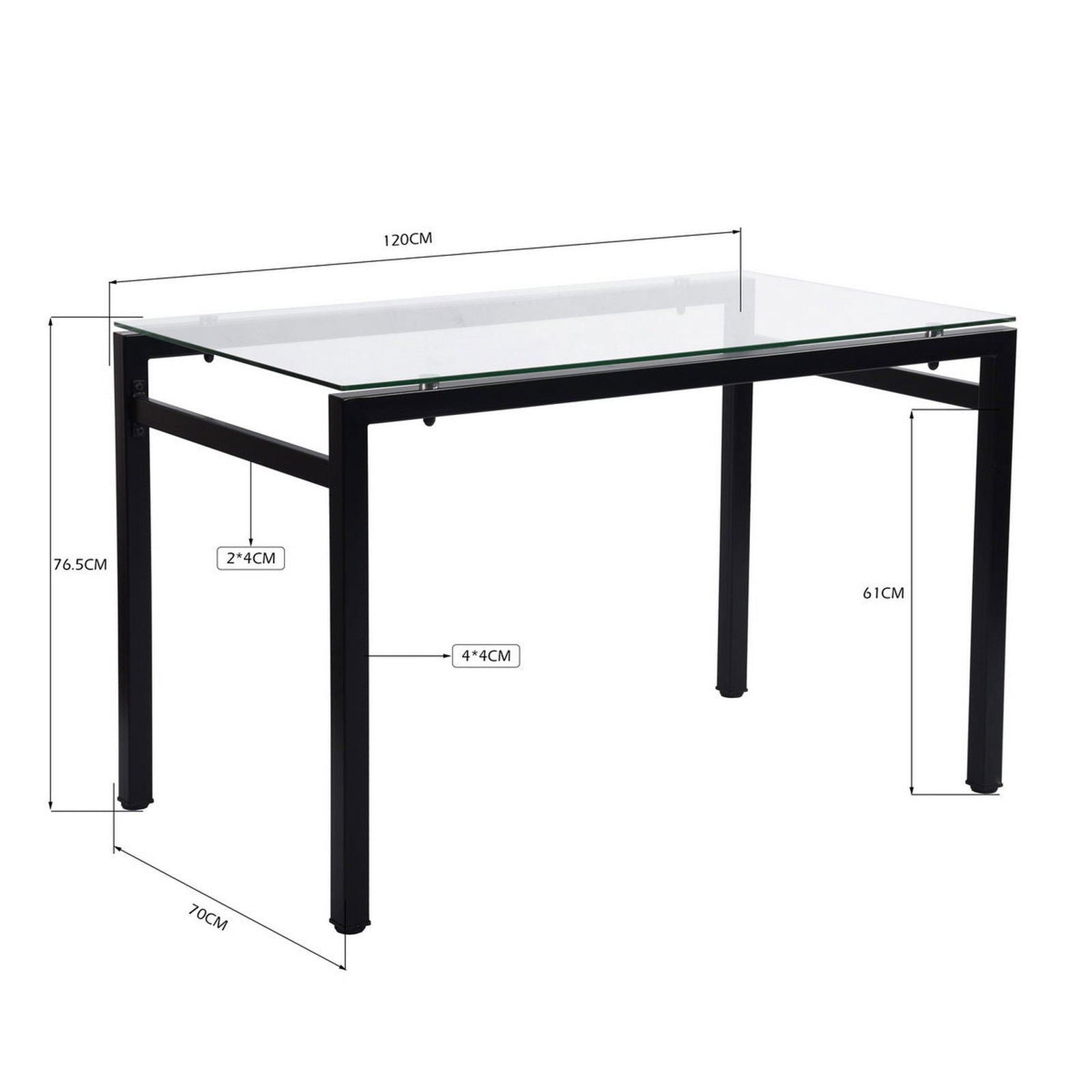 HOMEMAKE FURNITURE Mesa de Comedor 2-4 Personas Tablero de Vidrio Templado Estilo Moderno Apta para Comedor Cocina Se Puede Usar como Escritorio - HOMEMAKE