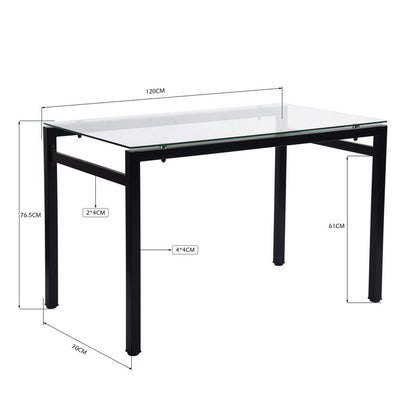 HOMEMAKE FURNITURE Mesa de Comedor 2-4 Personas Tablero de Vidrio Templado Estilo Moderno Apta para Comedor Cocina Se Puede Usar como Escritorio - HOMEMAKE