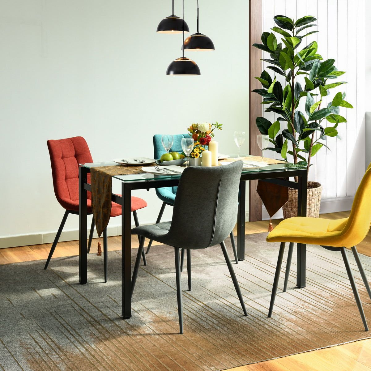 HOMEMAKE FURNITURE Mesa de Comedor 2-4 Personas Tablero de Vidrio Templado Estilo Moderno Apta para Comedor Cocina Se Puede Usar como Escritorio - HOMEMAKE