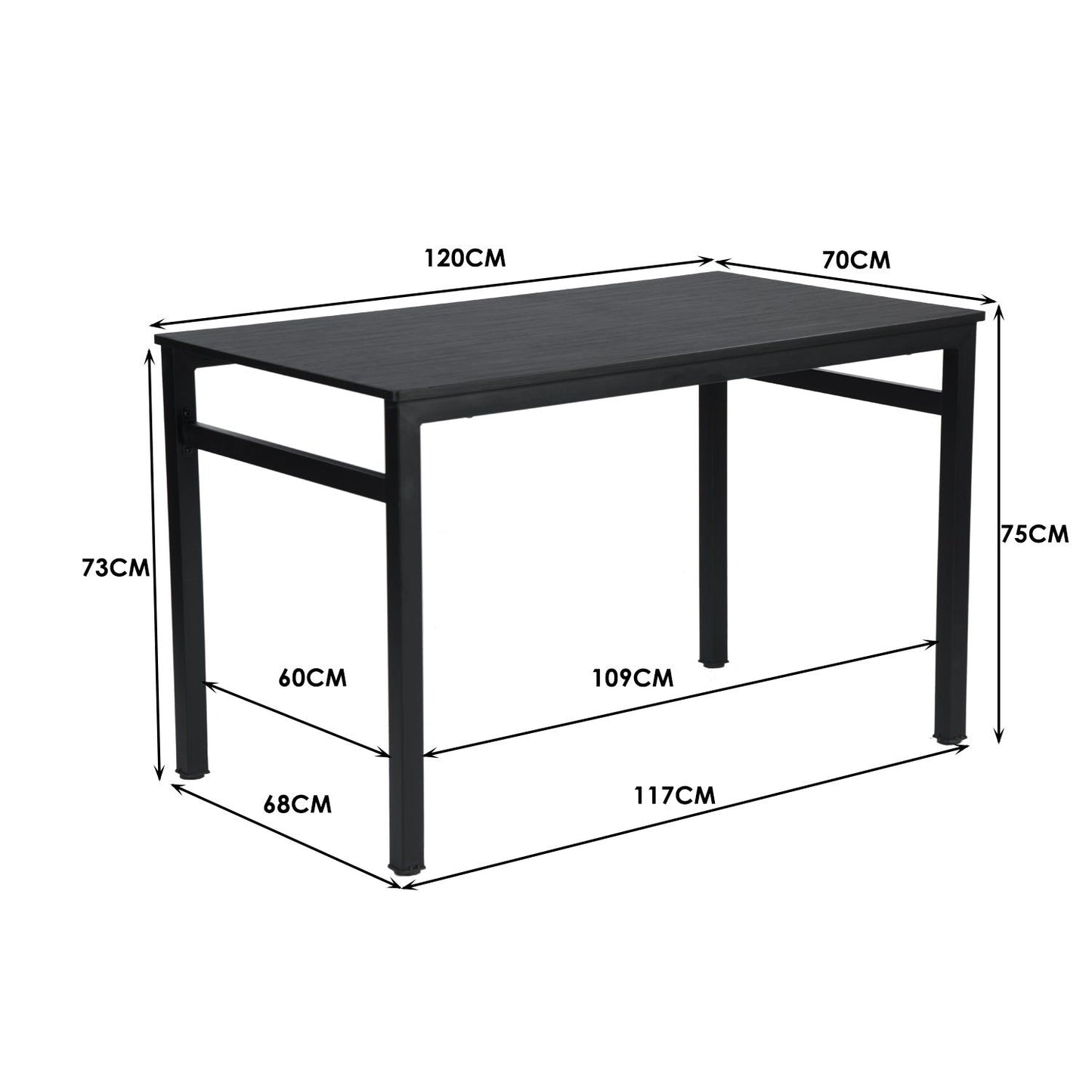 HOMEMAKE FURNITURE Mesa de Comedor Negra 4-6 Personas Pies de Metal de Tubo de Hierro Estilo Moderno Apta para Comedor Cocina Se Puede Usar como Escritorio Todo Negro - HOMEMAKE