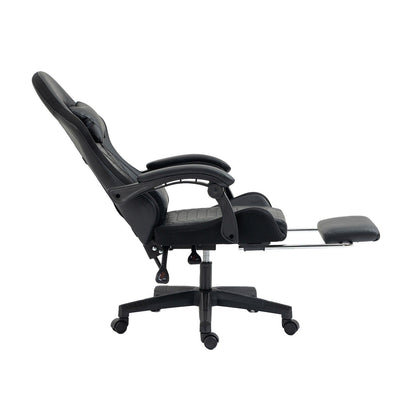 HOMEMAKE FURNITURE Silla Gamer Ergonómica Reclinable,Silla para Juegos Estilo Racing, Reposacabezas Ajustable, con Reposacabezas y Lumbar, Ajustable en Varias Secciones, Negro - HOMEMAKE