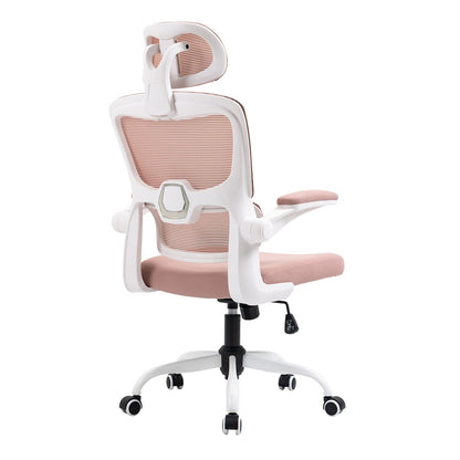 HOMEMAKE FURNITURE Silla Oficina ergonómica de Respaldo Alto con Soporte Lumbar Ajustable Altura reclinable descansabrazos Ajustables Silla Gamer sillas para Escritorio Silla ergonomica Rosa - HOMEMAKE