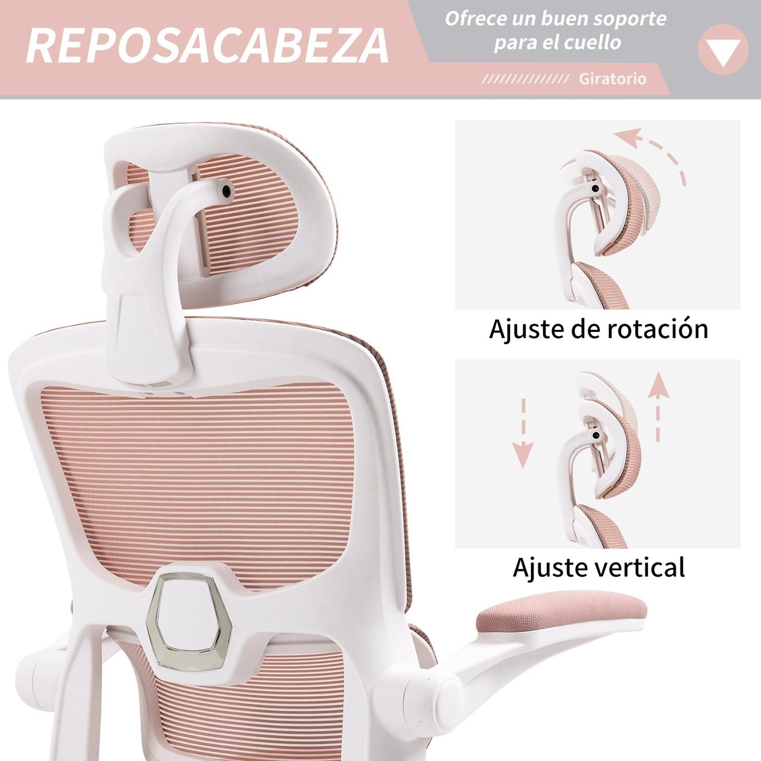 HOMEMAKE FURNITURE Silla Oficina ergonómica de Respaldo Alto con Soporte Lumbar Ajustable Altura reclinable descansabrazos Ajustables Silla Gamer sillas para Escritorio Silla ergonomica Rosa - HOMEMAKE