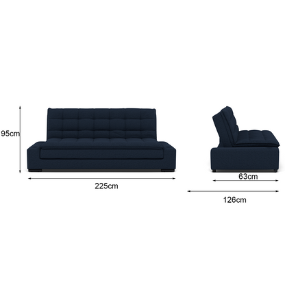 HOMEMAKE FURNITURE Sofá Cama Matrimonial Multifunción cojín de Respaldo Reversible Sofa de Sala, Sofá Cama Convertible, 2 Portavasos (Azul) - HOMEMAKE