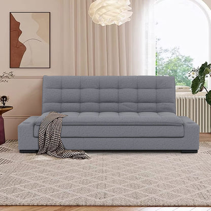 HOMEMAKE FURNITURE Sofá Cama Matrimonial Multifunción cojín de Respaldo Reversible Sofa de Sala, Sofá Cama Convertible, 2 Portavasos (Gris) - HOMEMAKE