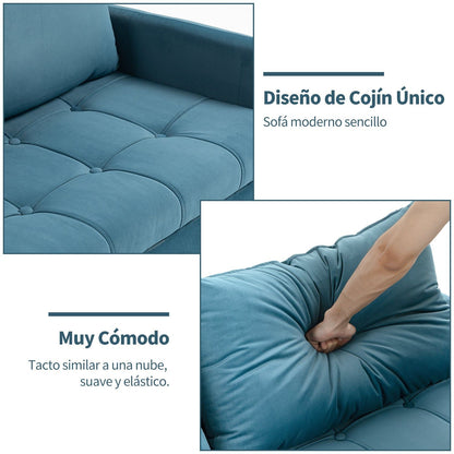 HOMEMAKE FURNITURE Sofá Moderno con Forma, Almacenamiento Plegable, Puertos USB y Tipo C para Admitir la Carga, Trae Dos Almohadas Cómodas Adecuado para Salón, Dormitorio etc. (Azul) - HOMEMAKE