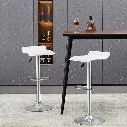 HOMEMAKE FURNITURE Taburete de Bar de Diseño Moderno Ajustable Giratorio de 360° con Cojín de Asiento Aerodinámico para Cocina Bar Sala de Estar Juego de 2 Blanco - HOMEMAKE