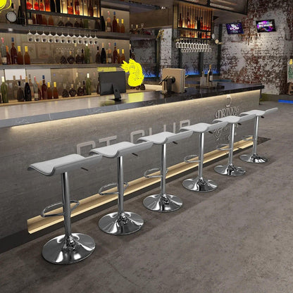 HOMEMAKE FURNITURE Taburete de Bar de Diseño Moderno Ajustable Giratorio de 360° con Cojín de Asiento Aerodinámico para Cocina Bar Sala de Estar Juego de 2 Blanco - HOMEMAKE