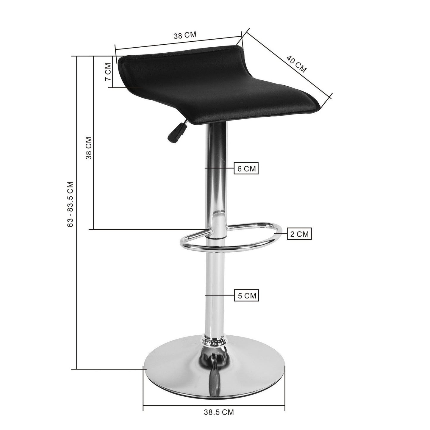 HOMEMAKE FURNITURE Taburete de Bar de Diseño Moderno Ajustable Giratorio de 360° con Cojín de Asiento Aerodinámico para Cocina Bar Sala de Estar Juego de 2 Negro - HOMEMAKE