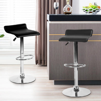 HOMEMAKE FURNITURE Taburete de Bar de Diseño Moderno Ajustable Giratorio de 360° con Cojín de Asiento Aerodinámico para Cocina Bar Sala de Estar Juego de 2 Negro - HOMEMAKE