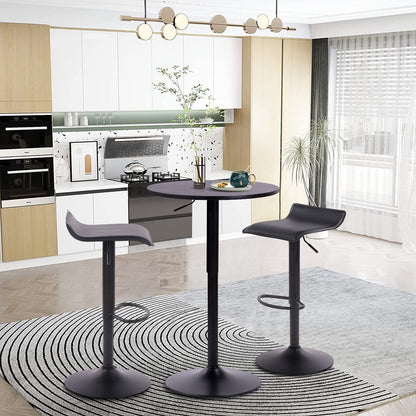 HOMEMAKE FURNITURE Taburete de Bar de Diseño Moderno Ajustable Giratorio de 360° con Cojín de Asiento Aerodinámico para Cocina Bar Sala de Estar Juego de 2 Todo Negro - HOMEMAKE