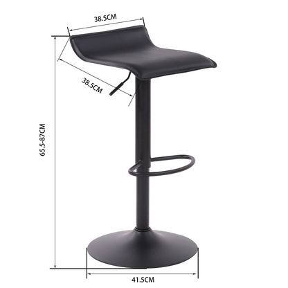 HOMEMAKE FURNITURE Taburete de Bar de Diseño Moderno Ajustable Giratorio de 360° con Cojín de Asiento Aerodinámico para Cocina Bar Sala de Estar Juego de 2 Todo Negro - HOMEMAKE