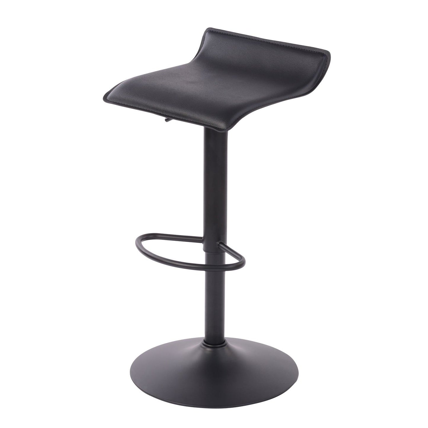 HOMEMAKE FURNITURE Taburete de Bar de Diseño Moderno Ajustable Giratorio de 360° con Cojín de Asiento Aerodinámico para Cocina Bar Sala de Estar Juego de 2 Todo Negro - HOMEMAKE