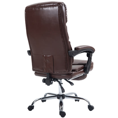 HOMEMAKE FURNITURE Silla de Oficina Ejecutiva Ergonómica Piel Sintética Giratoria 360 Grados Altura Ajustable Reclinable Adecuado Oficinas Salas de Estudio, Marrón