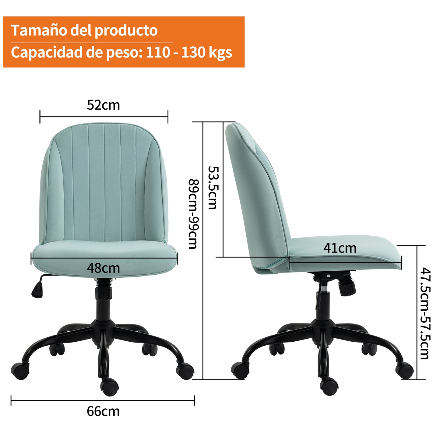 HOMEMAKE FURNITURE Cómoda Silla de Oficina Silla de Secretaria Cojín Suave Respaldo Medio Rotación Ajustable Adecuada para Sala de Estar Tocador Dormitorio Estudio, Verde Menta