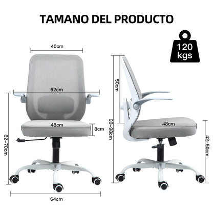 HOMEMAKE FURNITURE Silla de Oficina Giratoria Regulable en Altura y Lumbar Apta para Oficinas y Salas de Estudio, Blanco