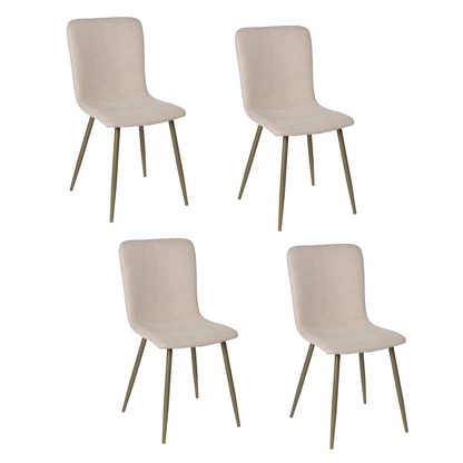 HOMEMAKE FURNITURE Sillas de Comedor de 4 Piezas Patas Doradas de Metal de Estilo Moderno Cómodas y Duraderas Adecuadas para la Sala de Estar de la Cocina del Hogar (Beige)