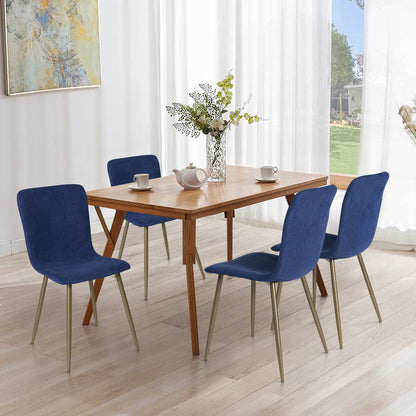 Sillas de Comedor de 4 Piezas Patas Doradas de Metal De Estilo Moderno, Cómodas y Duraderas, Adecuadas para la Sala de Estar de la Cocina del Hogar (Azul)